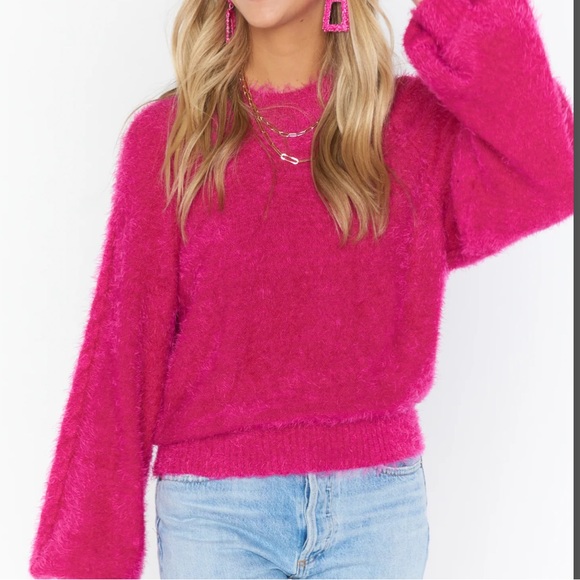 Hot Pink Fuzzy Sweater - Picture 4 of 4